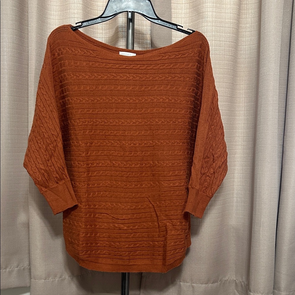 Market & Spruce Off-the-Shoulder Sweater in Rust